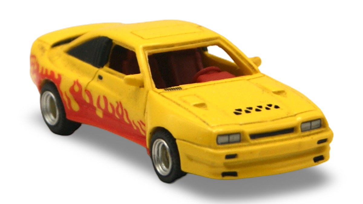 BoS Opel Manta B Mattig 1991 1:87 H0 gelb Flammendekor