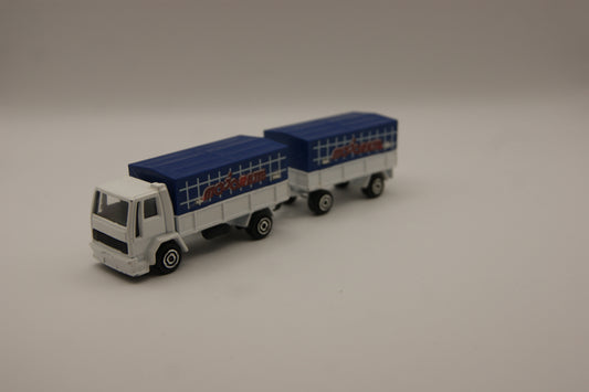 Majorette Majo-Teams LKW mit Anhänger weiß blau Vintage Modell lose