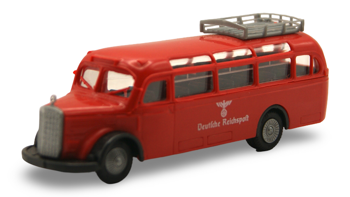 Praline Mercedes-Benz O 3500 Deutsche Reichspost Rot 1:87 H0 – guter Zustand