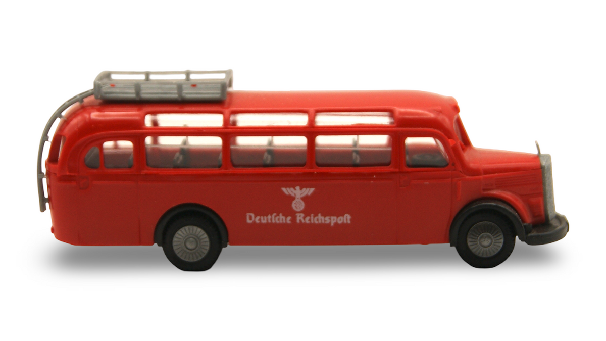 Praline Mercedes-Benz O 3500 Deutsche Reichspost Rot 1:87 H0 – guter Zustand