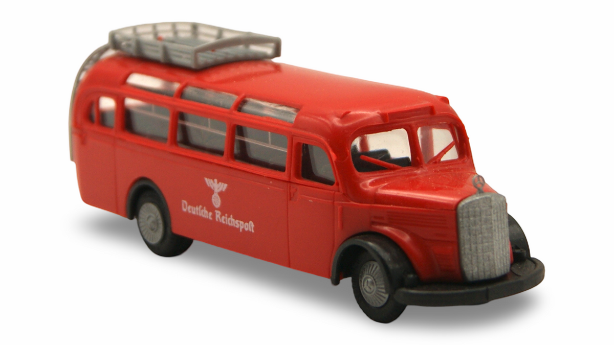 Praline Mercedes-Benz O 3500 Deutsche Reichspost Rot 1:87 H0 – guter Zustand