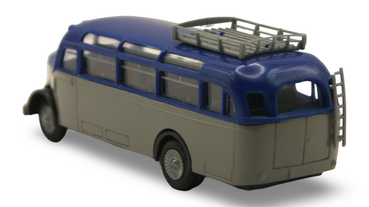 Praline Mercedes-Benz O 3500 Reisebus Blau Grau 1:87 H0 – guter Zustand