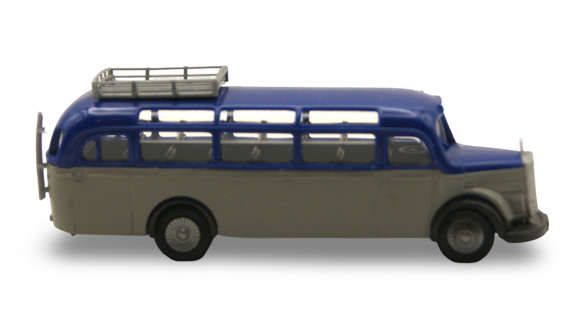 Praline Mercedes-Benz O 3500 Reisebus Blau Grau 1:87 H0 – guter Zustand