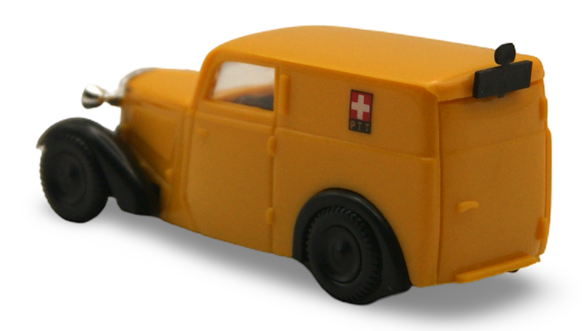 Brekina DKW F7 Kastenwagen PTT Schweiz Gelb 1:87 H0 – guter Zustand