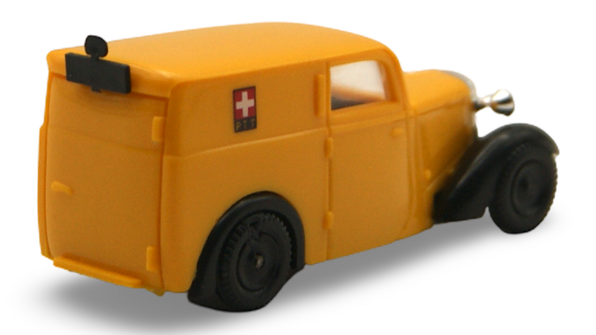 Brekina DKW F7 Kastenwagen PTT Schweiz Gelb 1:87 H0 – guter Zustand