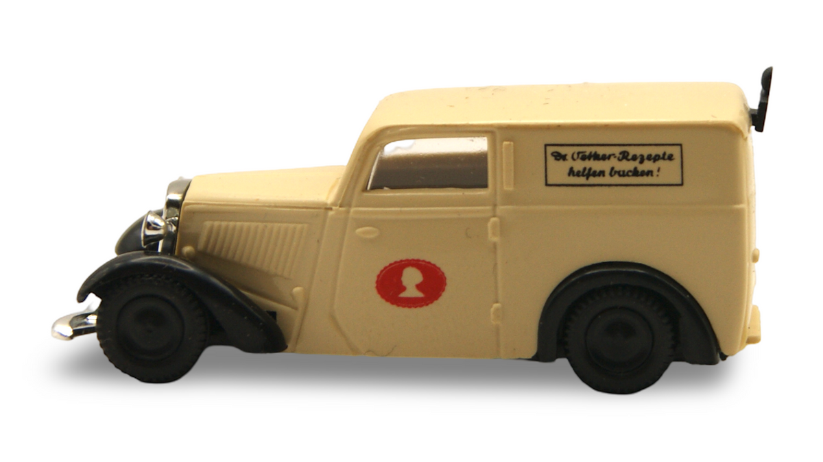 Brekina DKW F7 Kastenwagen Dr. Oetker „Rezepte helfen backen!“ 1:87 H0
