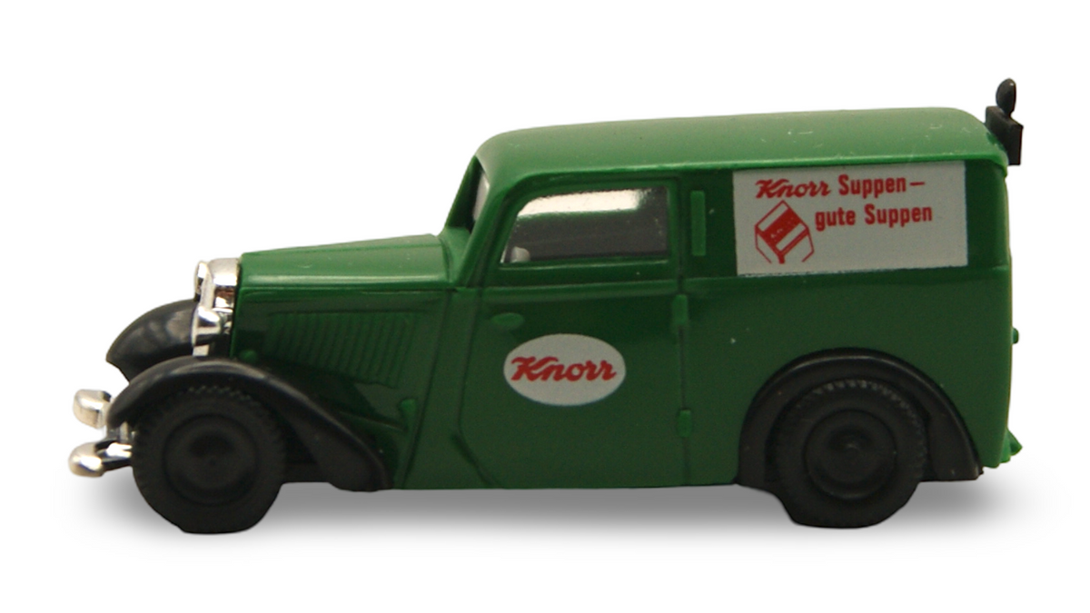 Brekina DKW F7 Kastenwagen Knorr „Suppen – gute Suppen“ Grün 1:87 H0