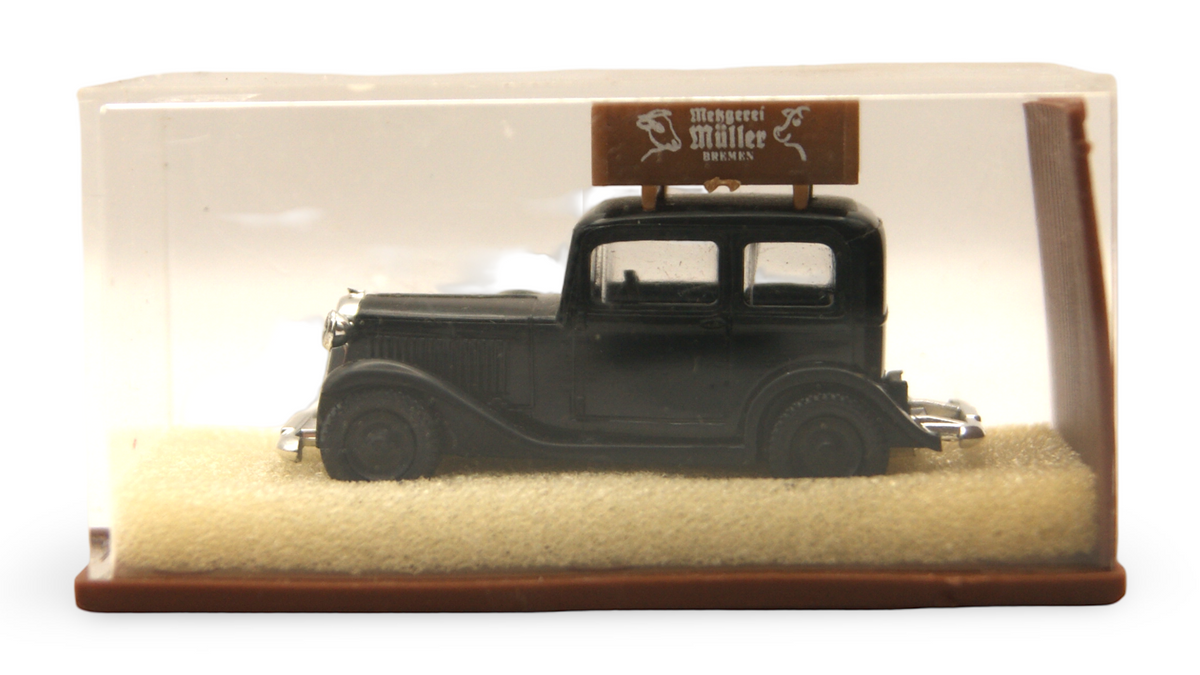 Brekina Opel P4 Limousine „Metzgerei Müller Bremen“ Schwarz 1:87 H0