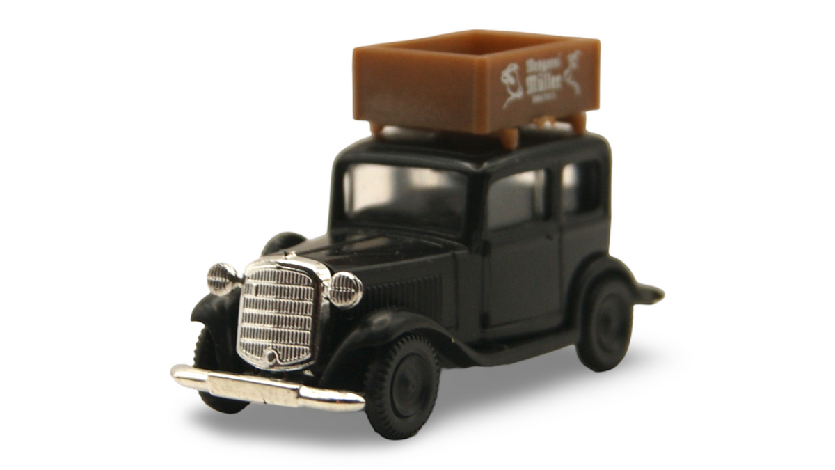 Brekina Opel P4 Limousine „Metzgerei Müller Bremen“ Schwarz 1:87 H0