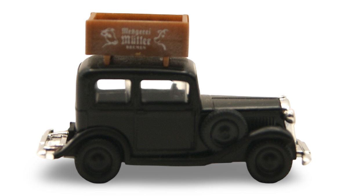 Brekina Opel P4 Limousine „Metzgerei Müller Bremen“ Schwarz 1:87 H0