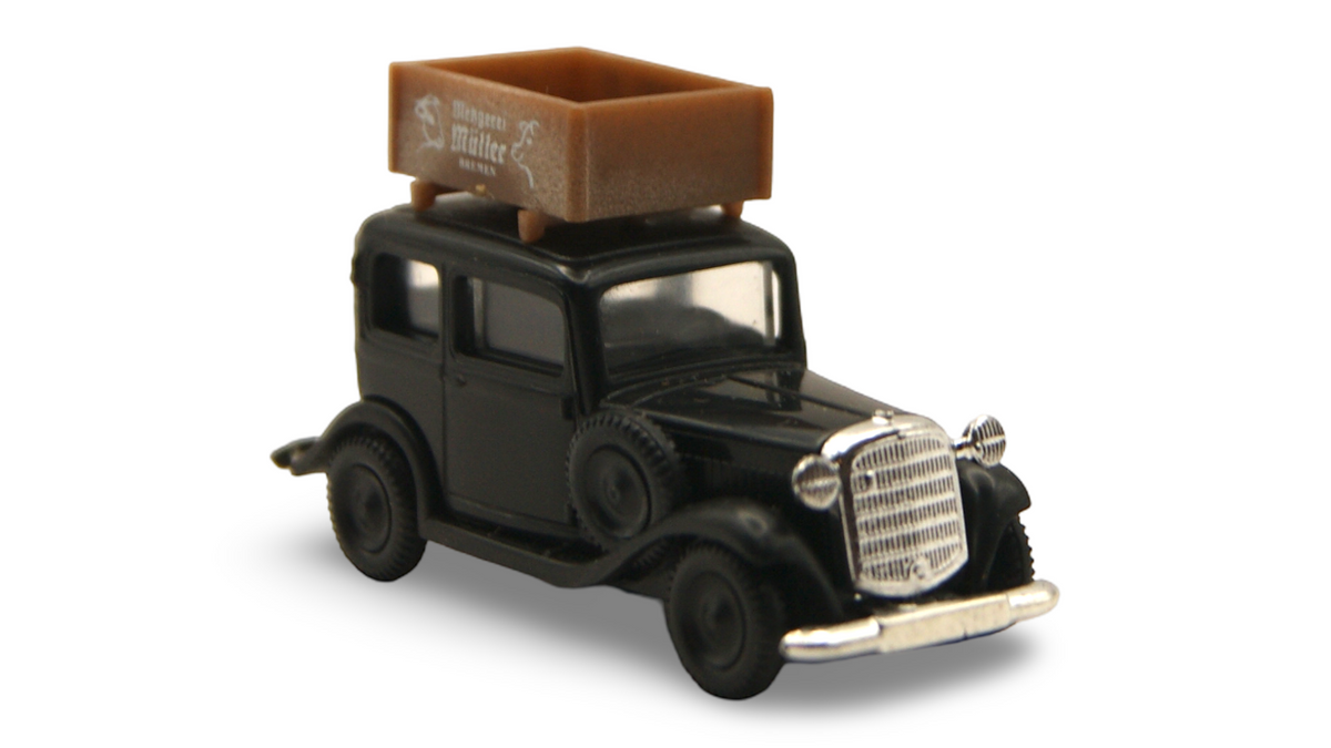 Brekina Opel P4 Limousine „Metzgerei Müller Bremen“ Schwarz 1:87 H0