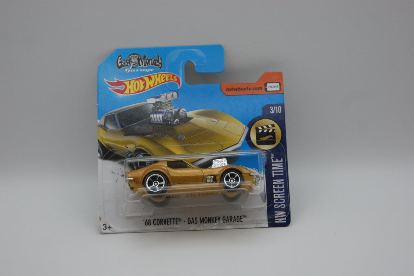 Hot Wheels ’68 Corvette Gas Monkey Garage 2017 HW Screen Time 3/10 Gold Short Card OVP