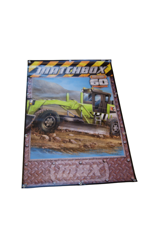 Matchbox 60 Jahre – Werbebanner Straßenhobel / Grader – 127 × 84 cm