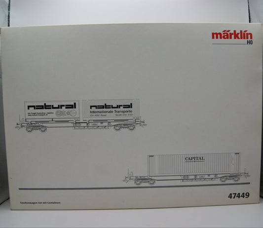 Märklin 47449 H0 Taschenwagen-Set SBB HUPAC natural CAPITAL OVP 2 Wagen