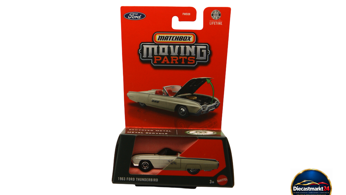 Matchbox Moving Parts 1963 Ford Thunderbird creme / gold 1:64 Neu OVP