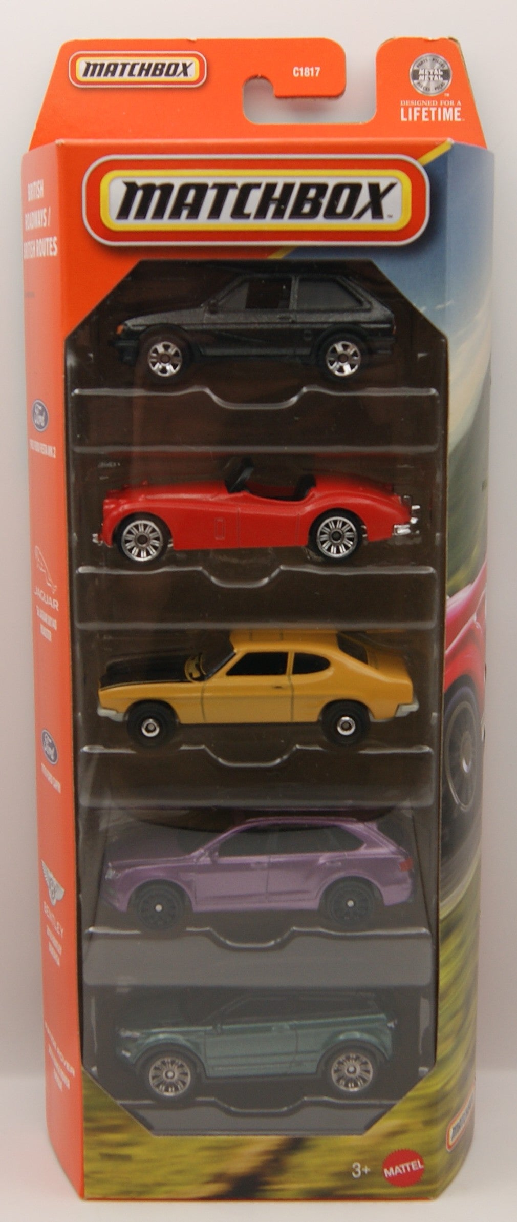 Matchbox British Roadways 5-Pack JJP33 Ford Fiesta Jaguar Capri Bentley Range Rover OVP