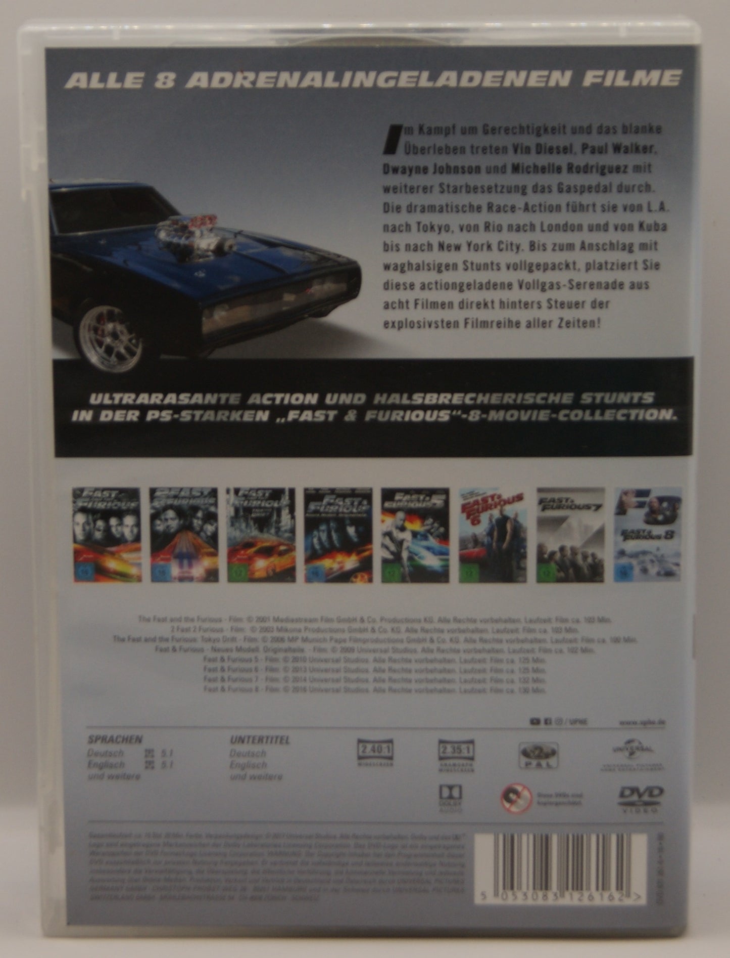 Fast & Furious – 8-Movie Collection – 8 DVDs – Vin Diesel / Paul Walker – FSK 16