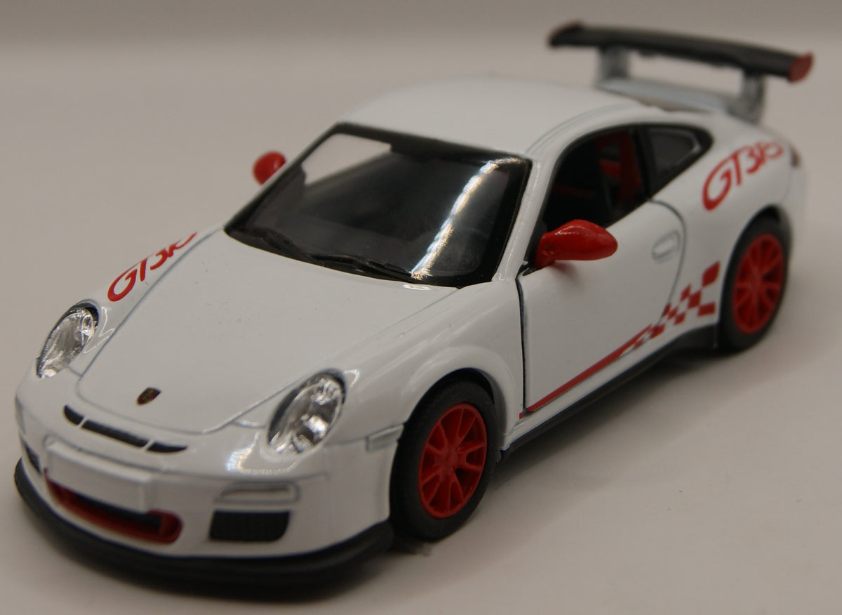 Kinsmart Porsche 911 GT3 RS 997 weiß/rot Diecast Modellauto neu mit Etikett