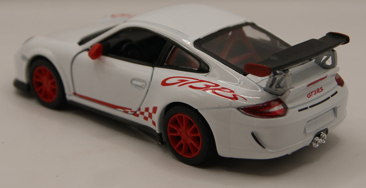 Kinsmart Porsche 911 GT3 RS 997 weiß/rot Diecast Modellauto neu mit Etikett
