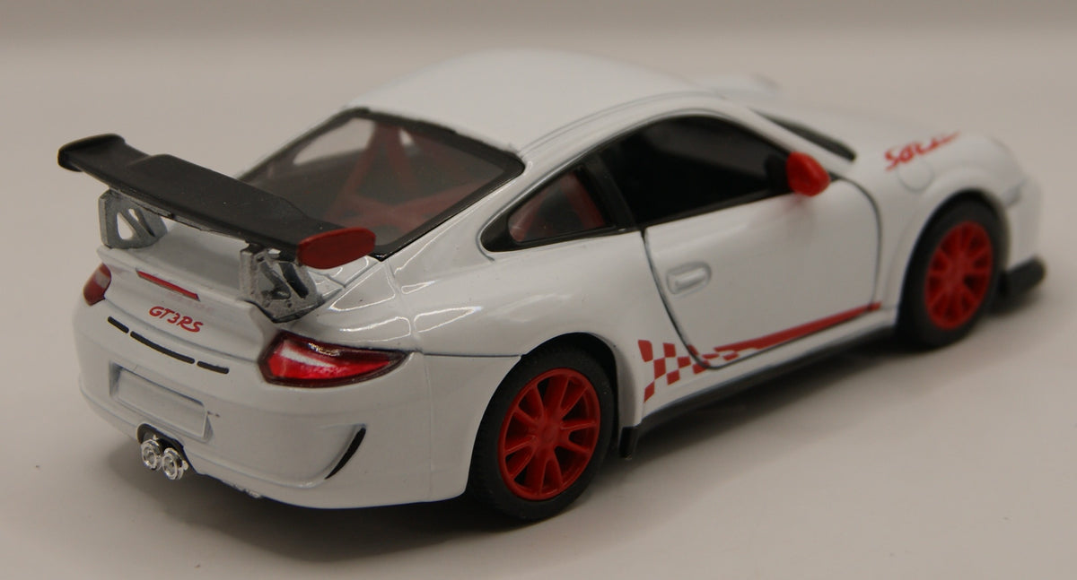 Kinsmart Porsche 911 GT3 RS 997 weiß/rot Diecast Modellauto neu mit Etikett