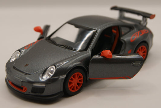 Kinsmart Porsche 911 GT3 RS 997 grau/rot 1:36 Diecast Modellauto neu mit Etikett