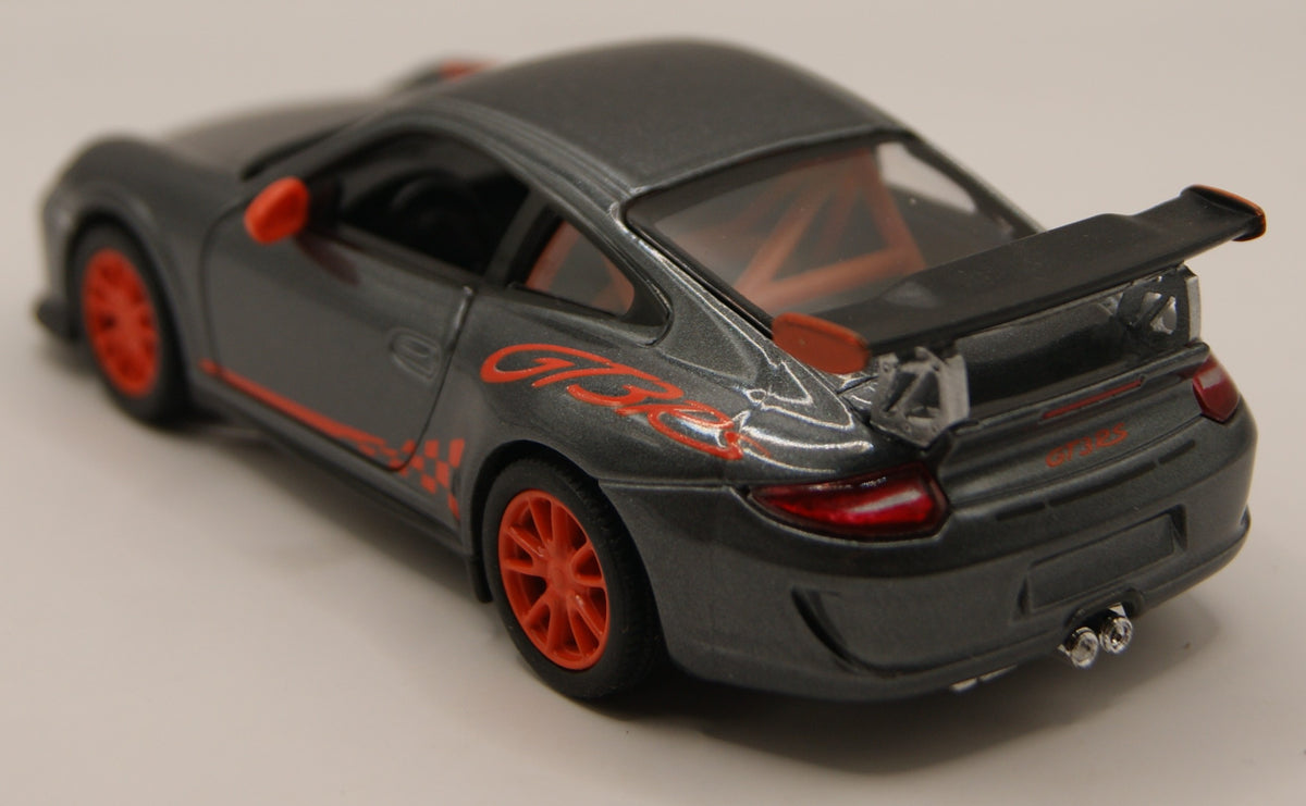 Kinsmart Porsche 911 GT3 RS 997 grau/rot 1:36 Diecast Modellauto neu mit Etikett