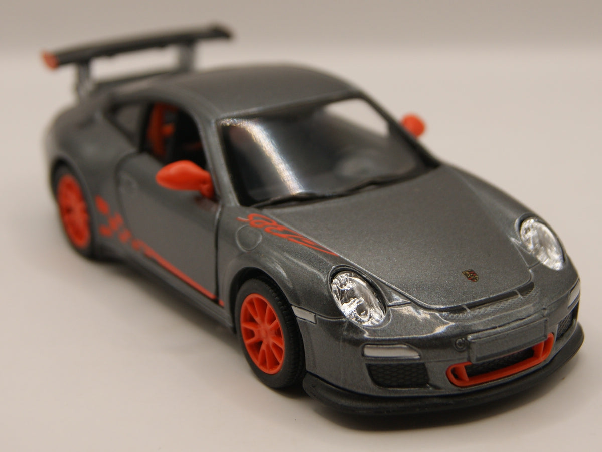 Kinsmart Porsche 911 GT3 RS 997 grau/rot 1:36 Diecast Modellauto neu mit Etikett
