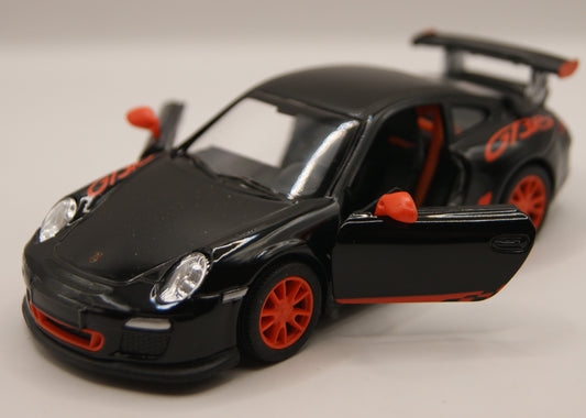 Kinsmart Porsche 911 GT3 RS 997 schwarz/rot 1:36 Diecast Modellauto neu mit Etikett