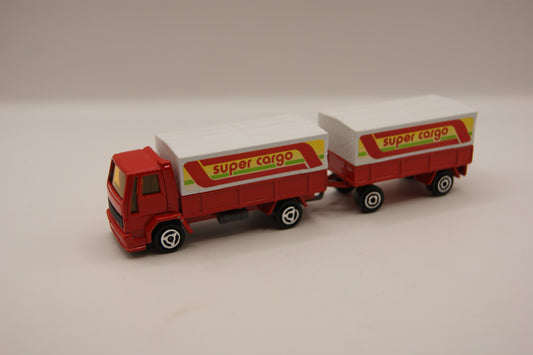Majorette Super Cargo LKW mit Anhänger Rot Weiß 1:100 Vintage Made in France