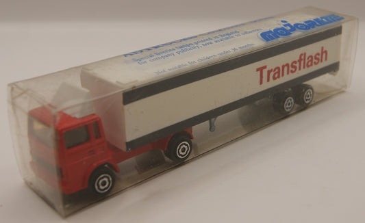 Majorette Vintage Sattelzug „Transflash“ Werbetruck rot/weiß mit Originalbox