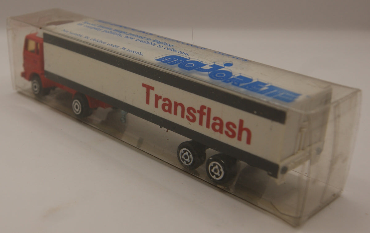 Majorette Vintage Sattelzug „Transflash“ Werbetruck rot/weiß mit Originalbox