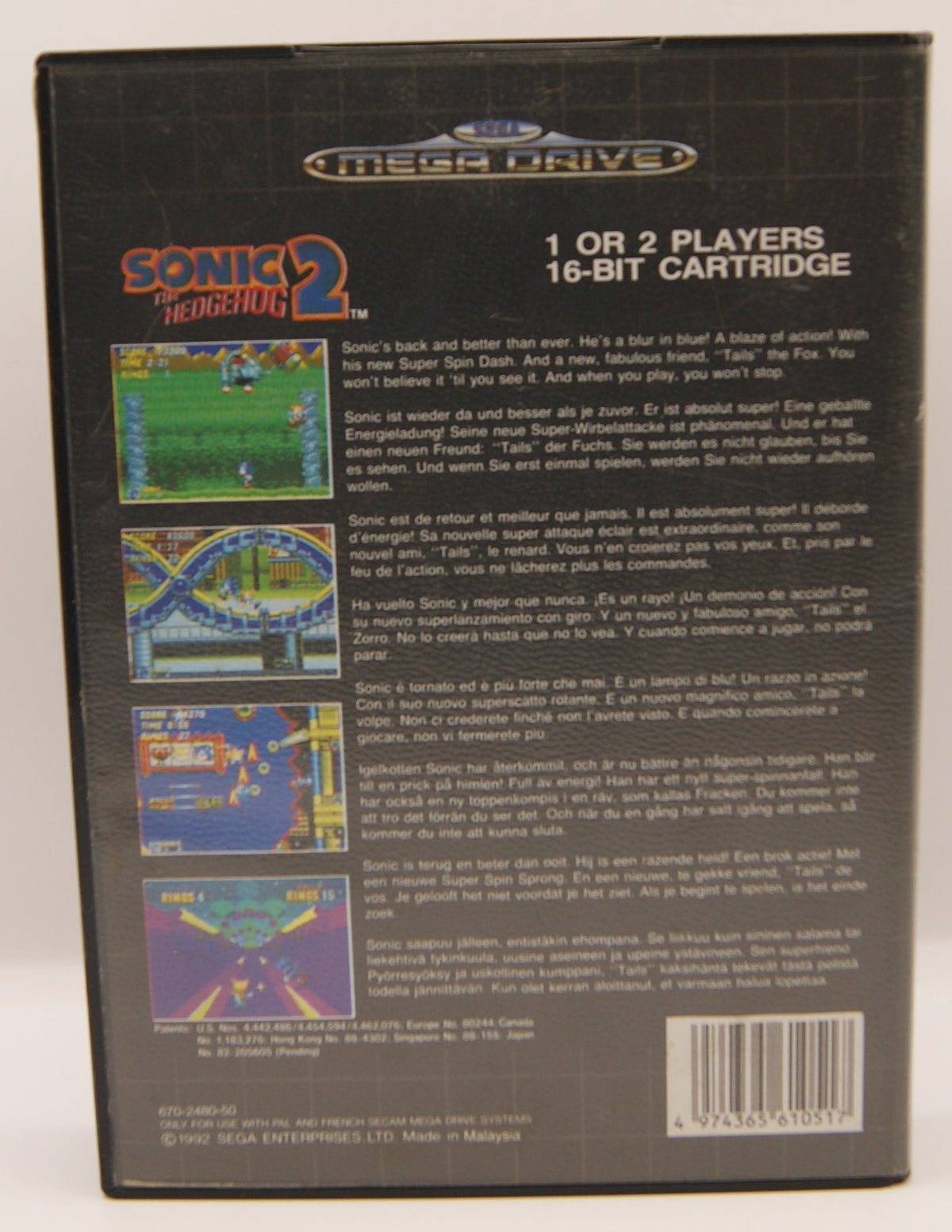 Sonic the Hedgehog 2 SEGA Mega Drive PAL OVP Box Modul ohne Anleitung 1992