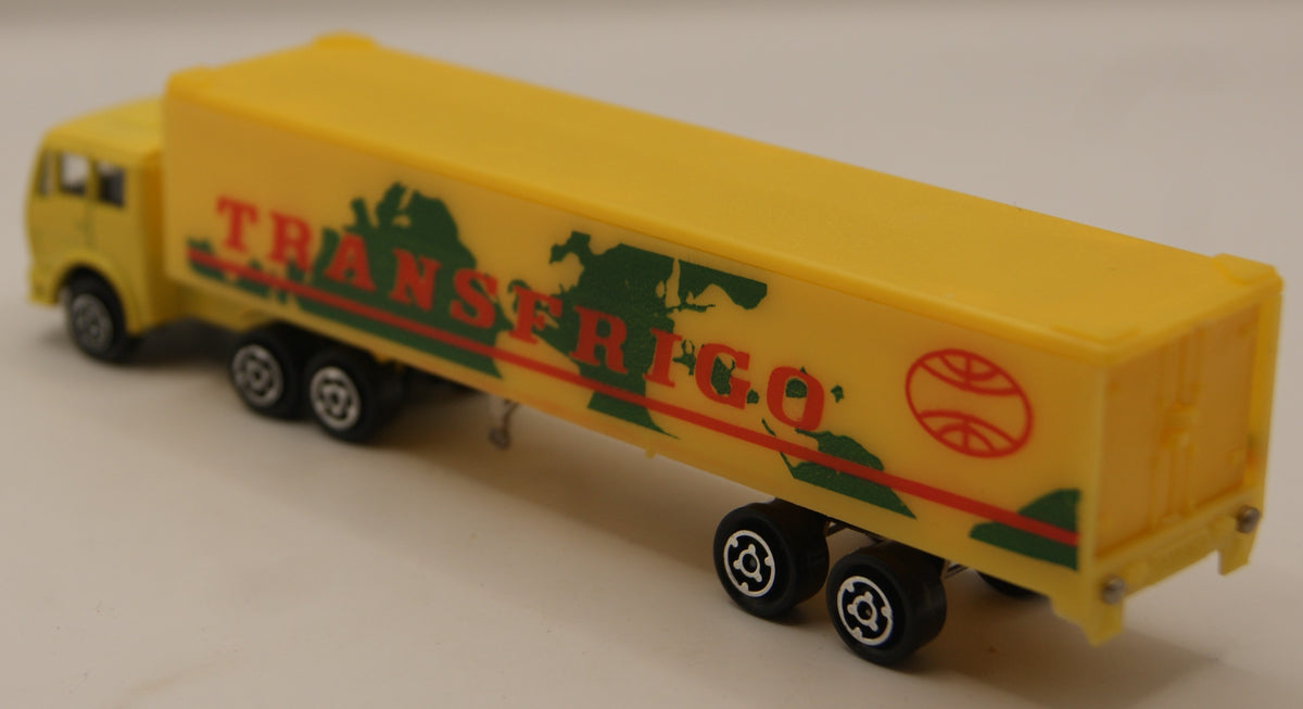 Majorette Vintage Transfrigo Mercedes Sattelzug Gelb 1:100 Made in France