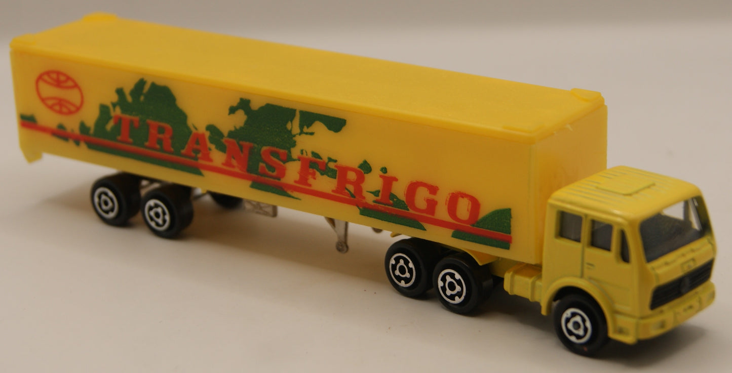 Majorette Vintage Transfrigo Mercedes Sattelzug Gelb 1:100 Made in France