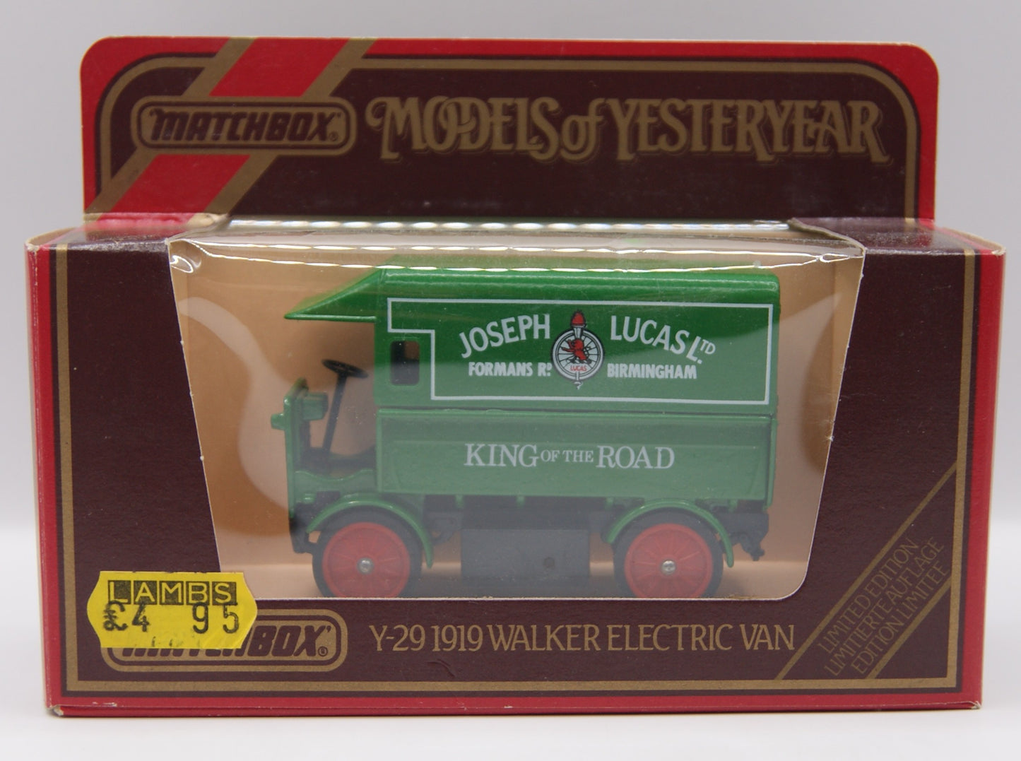 Matchbox Models of Yesteryear Y-29 1919 Walker Electric Van Joseph Lucas Ltd. Limited Edition OVP