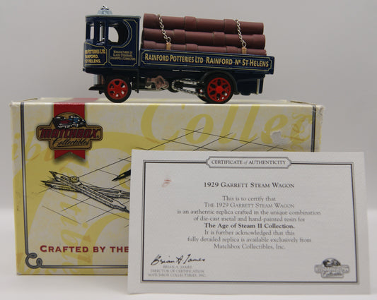 Matchbox Collectibles YAS09-M 1929 Garrett Steam Wagon Rainford Potteries Age of Steam II OVP COA  Beschreibung