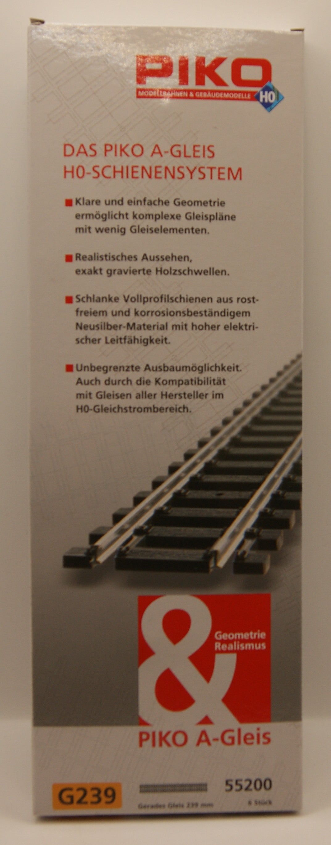 PIKO 55200 A-Gleis H0 G239 gerade 239 mm – 4 Stück – Neu in OVP