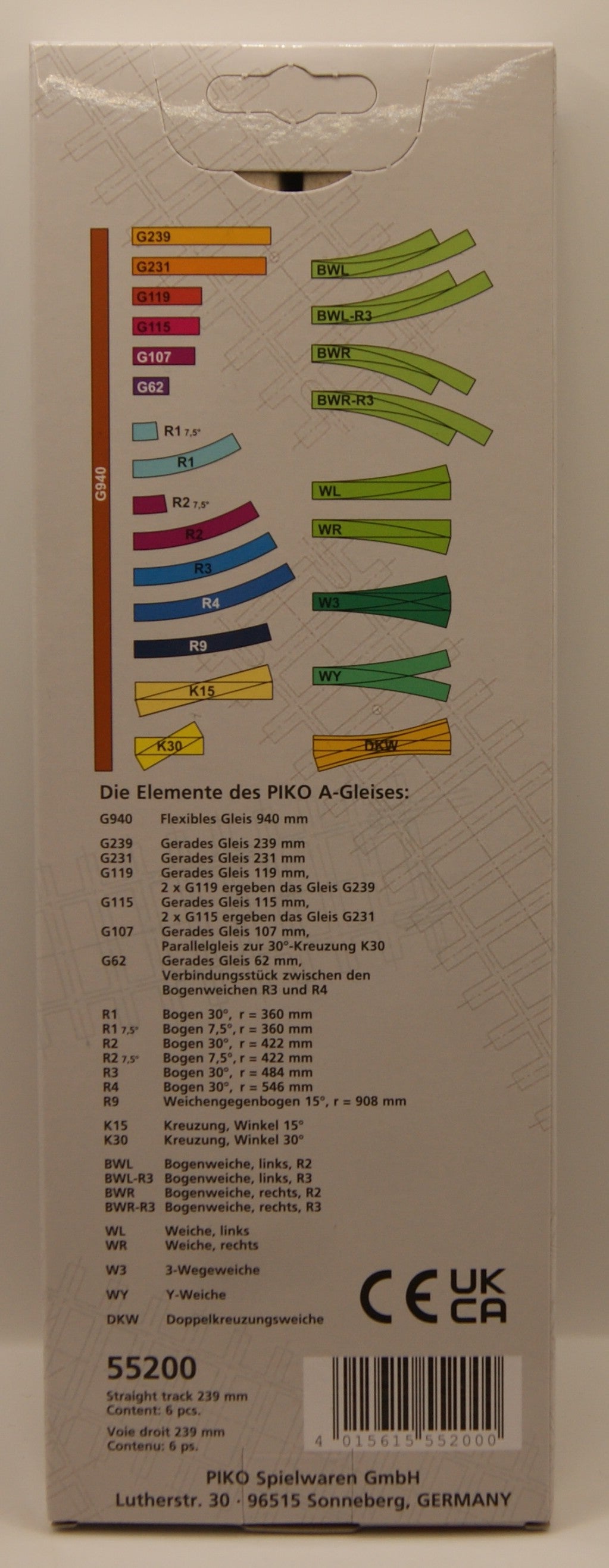 PIKO 55200 A-Gleis H0 G239 gerade 239 mm – 4 Stück – Neu in OVP