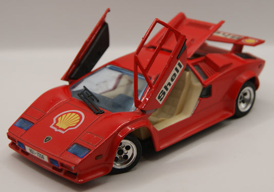 Majorette Lamborghini Countach 5000 Quattrovalvole Shell rot 1:24 Vintage Modellauto ca. 1986–1990