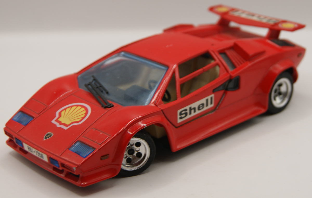 Majorette Lamborghini Countach 5000 Quattrovalvole Shell rot 1:24 Vintage Modellauto ca. 1986–1990