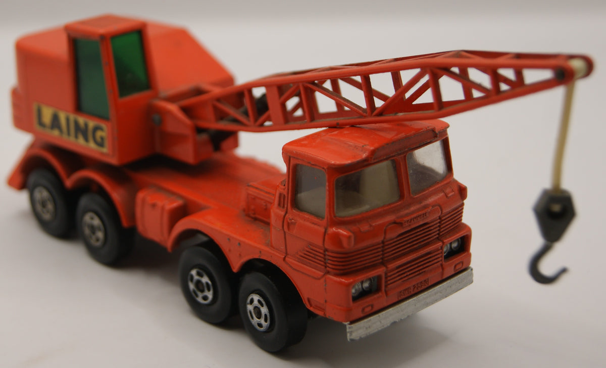 Matchbox Super Kings K-12 Scammell Mobile Crane „LAING“ rot/orange Vintage Lesney England ca. 1971–1974