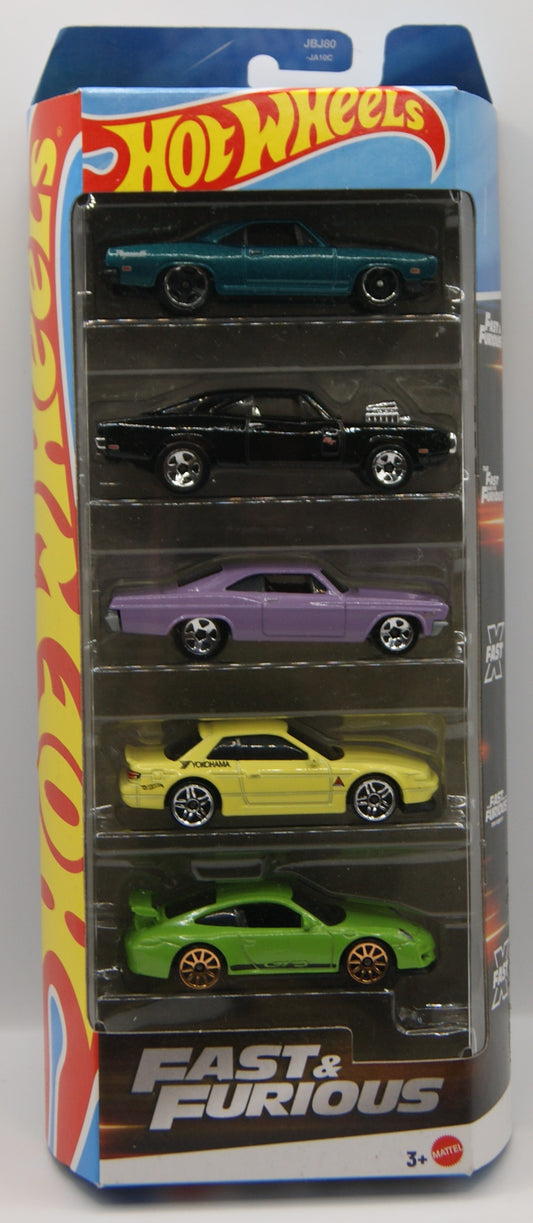 Hot Wheels Fast & Furious 5-Pack 2025 JBJ80 – Porsche 911 GT3 RS / Nissan Silvia S13 / Dodge Charger / Impala / Barracuda – OVP