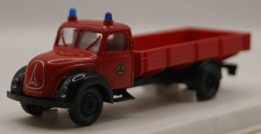 Brekina 4205 Magirus Mercur Rundhauber Pritschen-LKW ZS Feuerwehr Rot H0 1:87 OVP