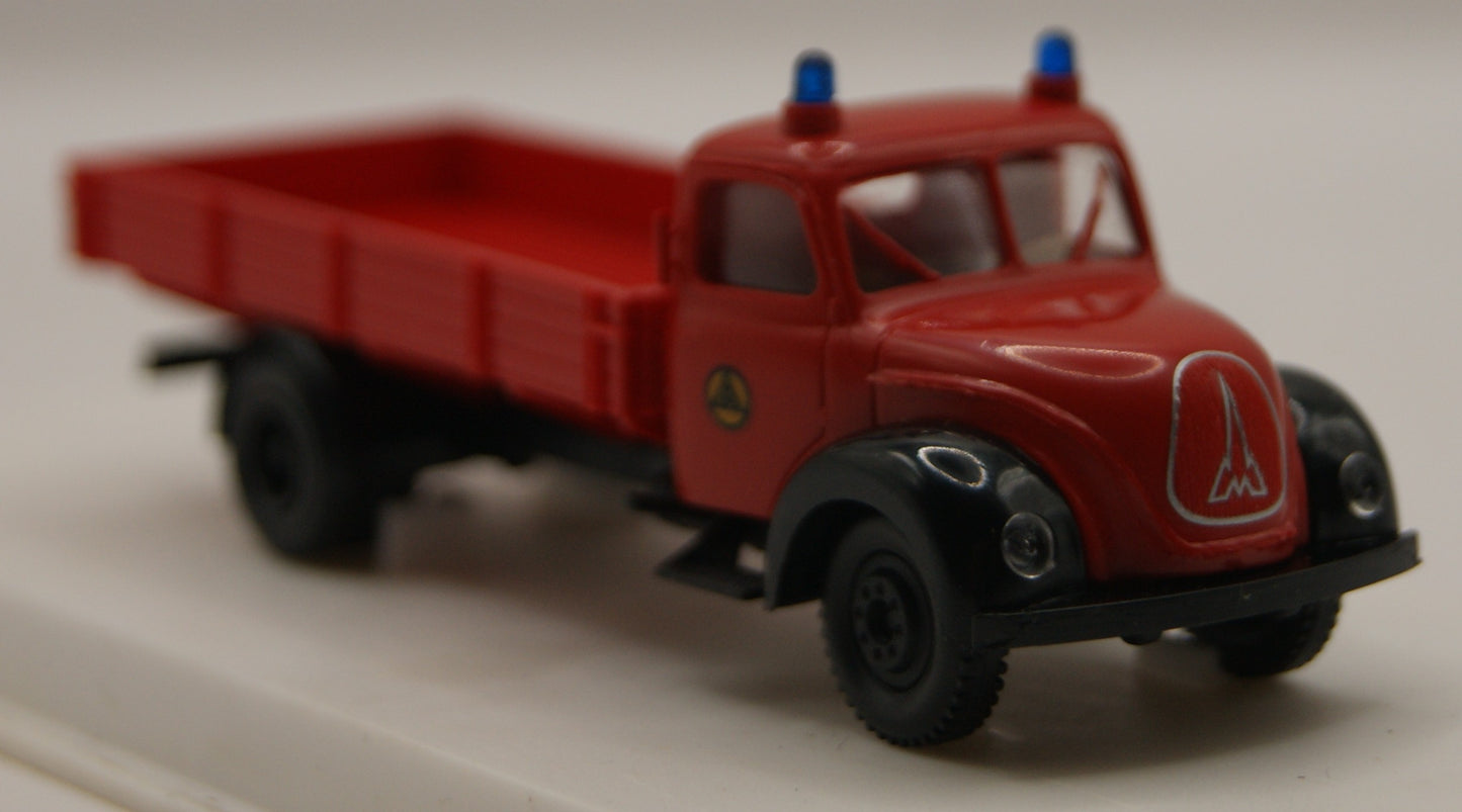 Brekina 4205 Magirus Mercur Rundhauber Pritschen-LKW ZS Feuerwehr Rot H0 1:87 OVP