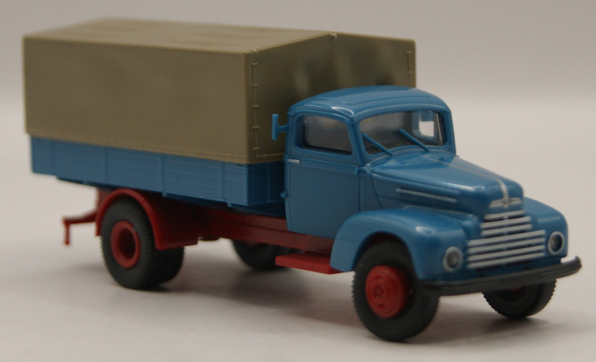 Brekina 49000 Ford FK 3500 Pritsche Plane Blau Grau H0 1:87 OVP