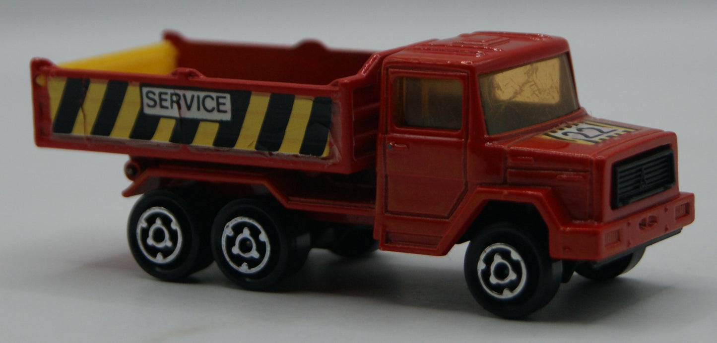 Majorette 205 Magirus Service Kipper rot/gelb Vintage Made in France