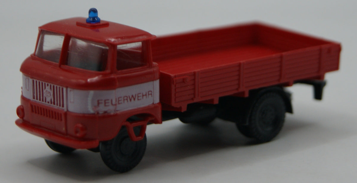 SES IFA W50 L Feuerwehr Pritschen-LKW rot 1:87 H0 DDR Modell mit Box