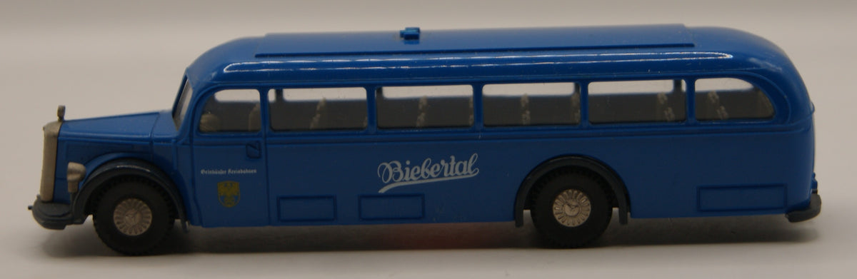 Brekina 5030 Mercedes-Benz O 5000 Reisebus Biebertal blau H0 1:87