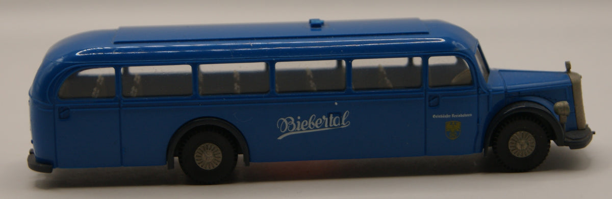 Brekina 5030 Mercedes-Benz O 5000 Reisebus Biebertal blau H0 1:87