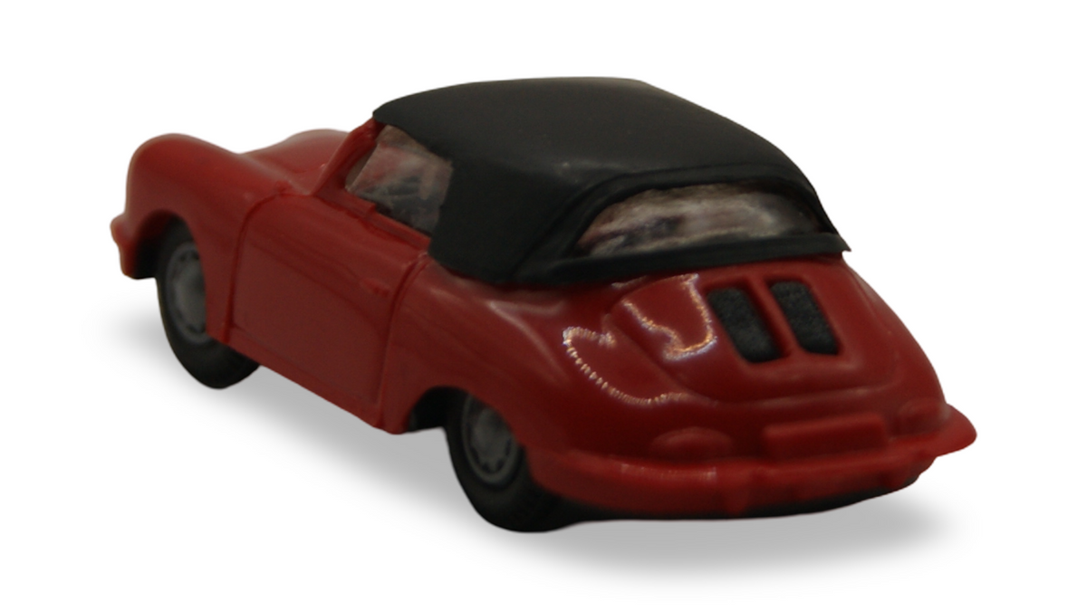 Praliné Porsche 356 Cabriolet Rot mit schwarzem Verdeck 1:87 H0